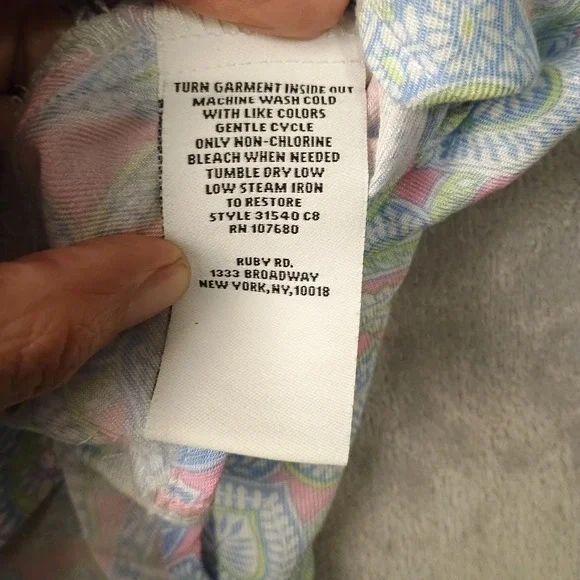 Ruby Rd. Blouse Womens XL Pink Paisley Henley 3/4 Sleeve Tunic Top Lightweight - Picture 4 of 10